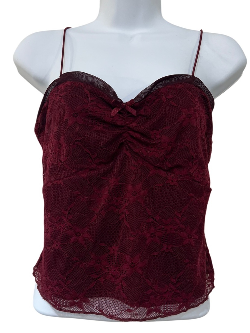 Wild Fable Burgundy Lace Sweetheart Neckline Cami Crop Top